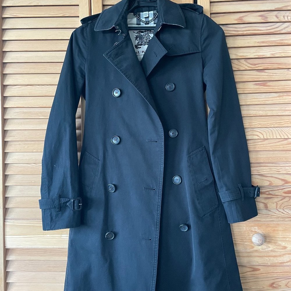 Burberry "The Kensington" Trench Coat  (Black, sz. 0)